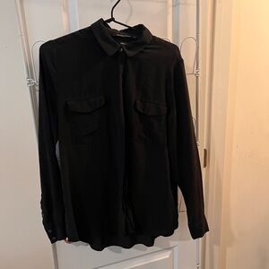 Black Button-Up Silk Shirt